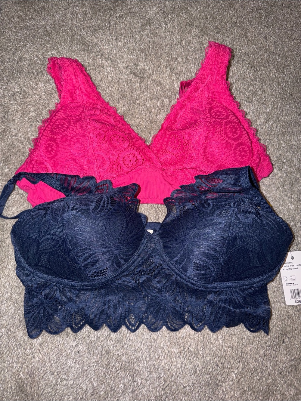 SO Lace Bralette Set - Pink & Navy